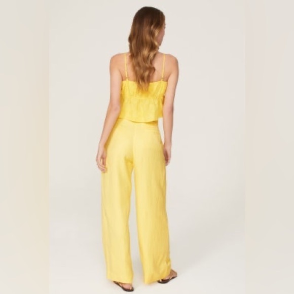 ASHLEY PARK RTR Yellow Trousers attached belt wide leg high waisted size 6 - Picture 14 of 15